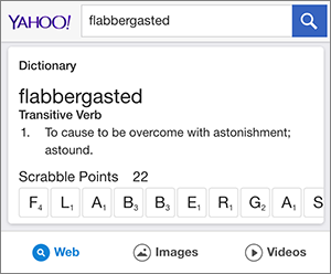 Graphic of Yahoo Search result showing an English word definition.